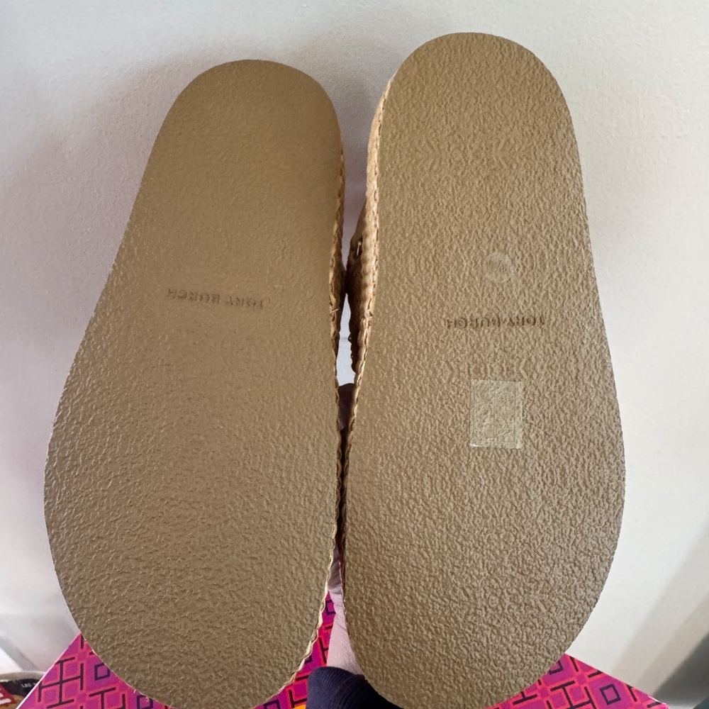 NEW IN BOX Tory Burch Kira Sport Sandal Natural Raffia Havana Sand Platform 8.5 - Picture 6 of 12